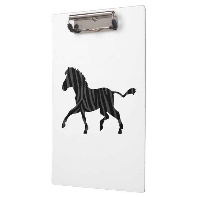 Zebra Black and Grey Print Silhouette Clipboard (Left)