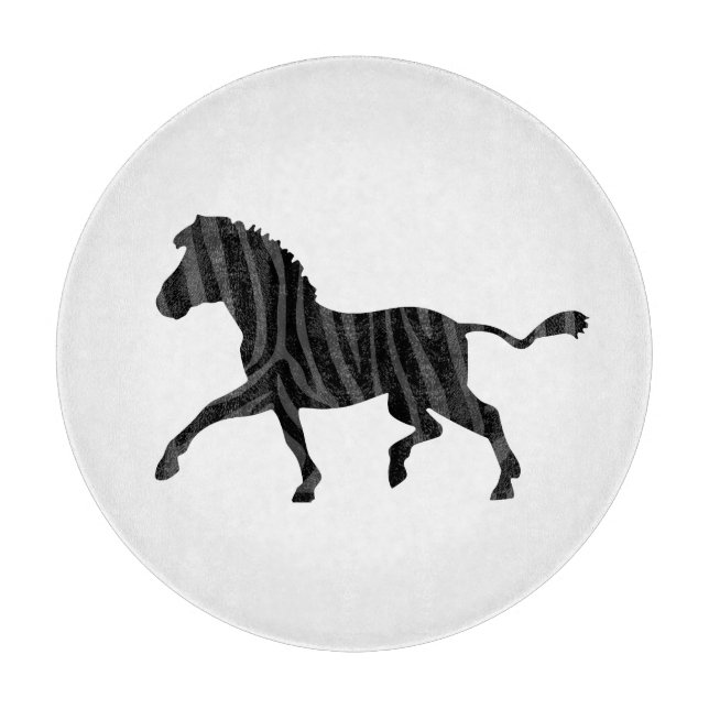Zebra Black and Grey Print Silhouette Cutting Board (Front)