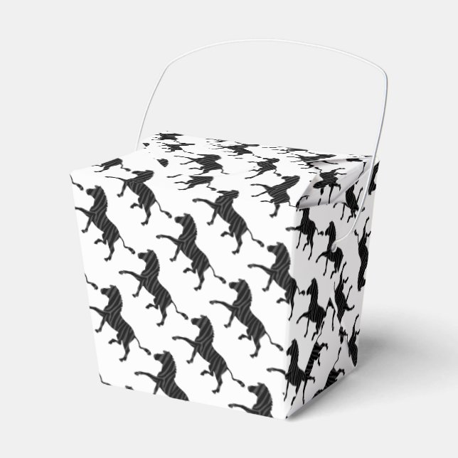 Zebra Black and Grey Print Silhouette Favour Box (Front Side)