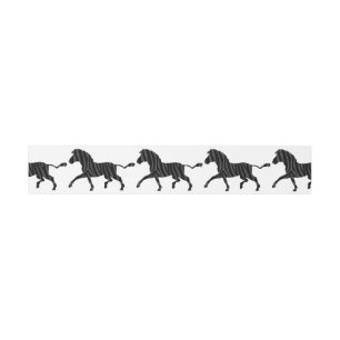 Zebra Black and Grey Print Silhouette Invitation Belly Band