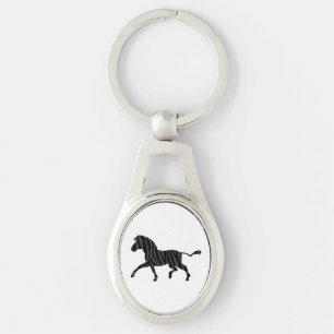 Zebra Black and Grey Print Silhouette Key Ring