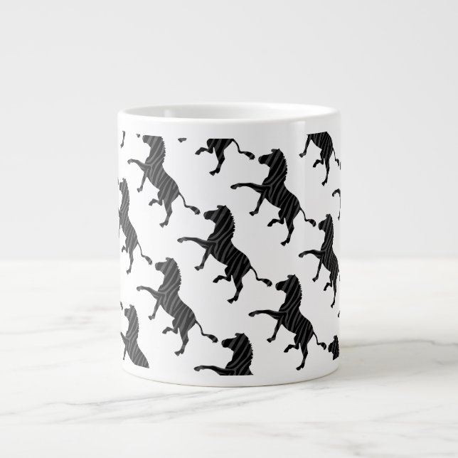 Zebra Black and Grey Print Silhouette Large Coffee Mug (Front)