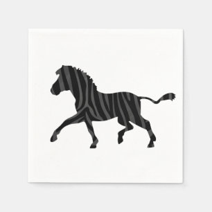 Zebra Black and Grey Print Silhouette Napkin
