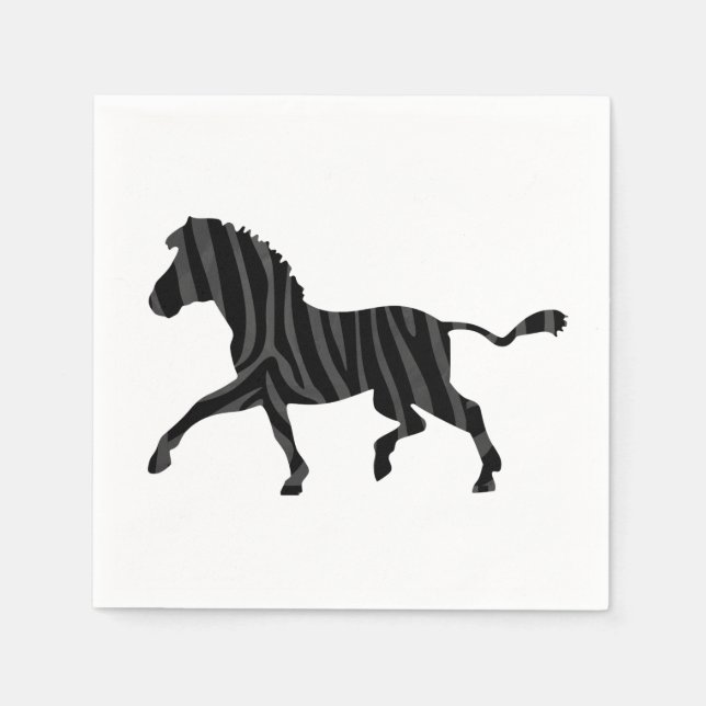 Zebra Black and Grey Print Silhouette Napkin (Front)