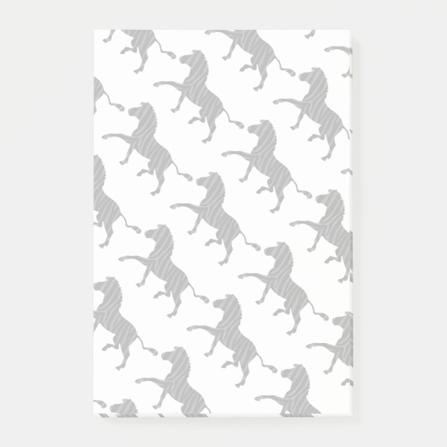 Zebra Black and Grey Print Silhouette Post-it Notes (Front)