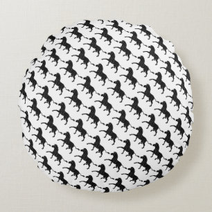 Zebra Black and Grey Print Silhouette Round Cushion