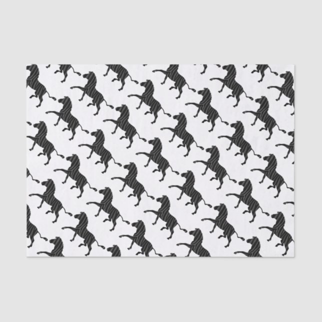Zebra Black and Grey Print Silhouette Tissue Paper (Front)