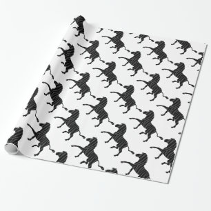 Zebra Black and Grey Print Silhouette Wrapping Paper