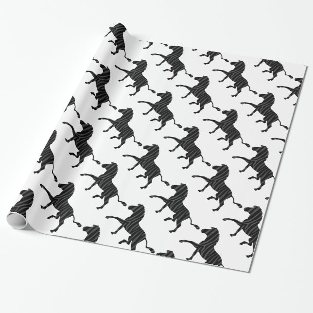 Zebra Black and Grey Print Silhouette Wrapping Paper (Unrolled)