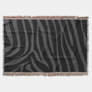 Zebra Black and Grey Print Throw Blanket