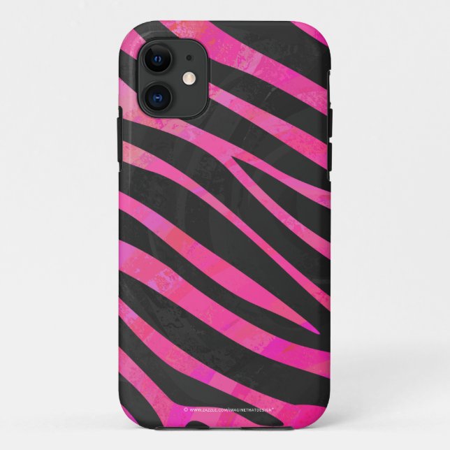 Zebra Black and Hot Pink Print Case-Mate iPhone Case (Back)