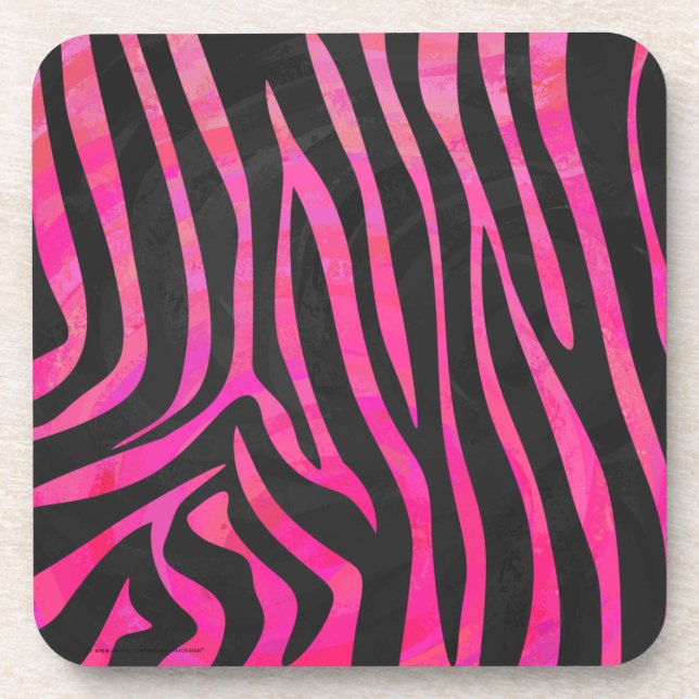 Zebra Black and Hot Pink Print Coaster (Front)