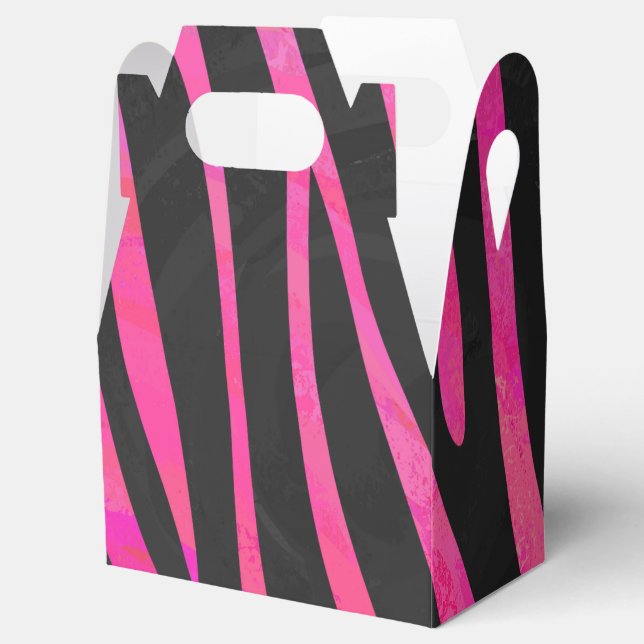 Zebra Black and Hot Pink Print Favour Box (Opened)