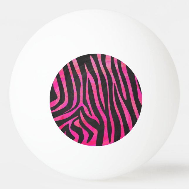 Zebra Black and Hot Pink Print Ping Pong Ball (Front)