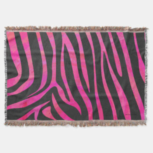 Zebra Black and Hot Pink Print Throw Blanket