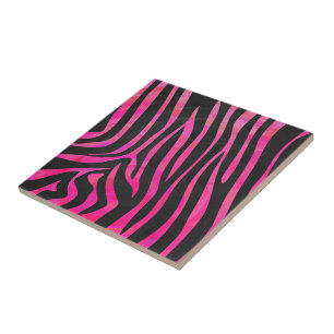 Zebra Black and Hot Pink Print Tile