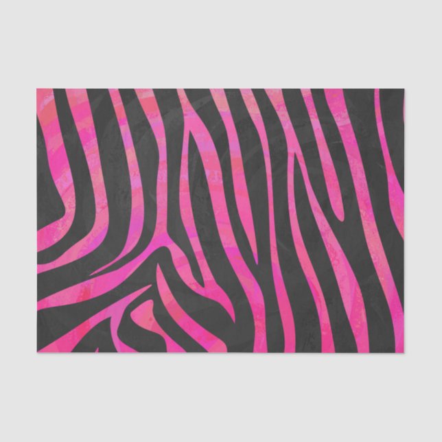 Zebra Black and Hot Pink Print Tissue Paper (Front)