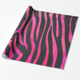 Zebra Black and Hot Pink Print Wrapping Paper