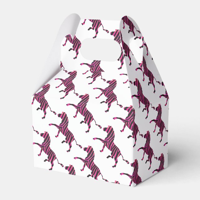 Zebra Black and Hot Pink Silhouette Favour Box (Front Side)