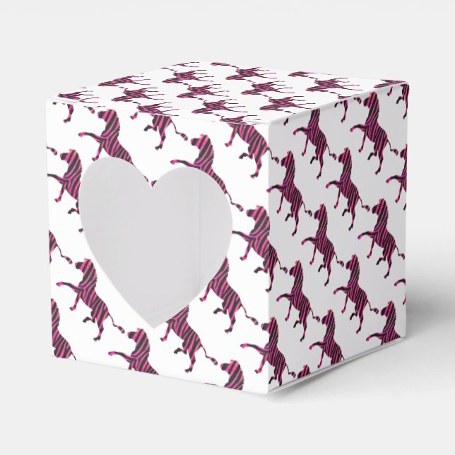 Zebra Black and Hot Pink Silhouette Favour Box (Front Side)