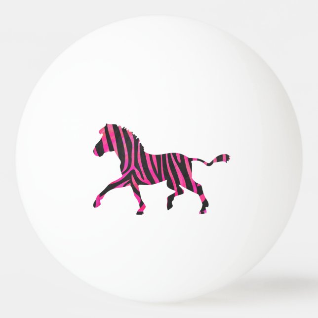 Zebra Black and Hot Pink Silhouette Ping Pong Ball (Back)
