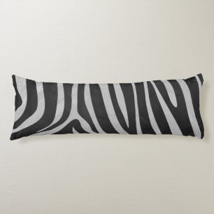 Zebra Black and Light Grey Print Body Cushion