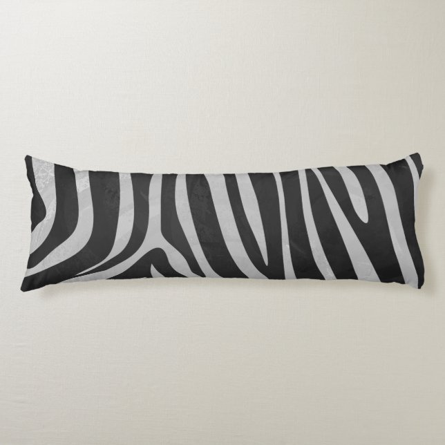 Zebra Black and Light Grey Print Body Cushion (Front)