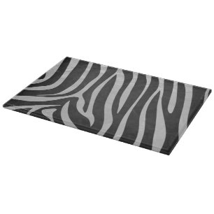 Zebra Black and Light Grey Print Cutting Board