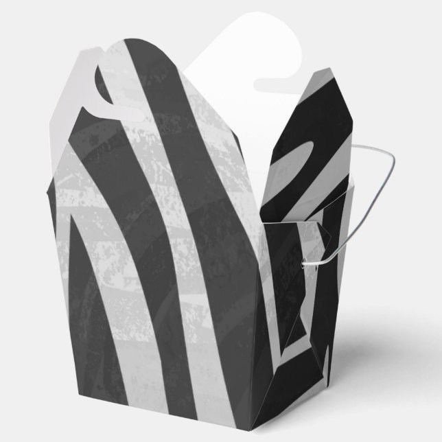 Zebra Black and Light Grey Print Favour Box (Opened)