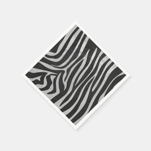 Zebra Black and Light Grey Print Napkin (Corner)