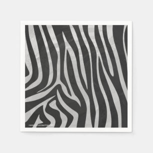 Zebra Black and Light Grey Print Napkin