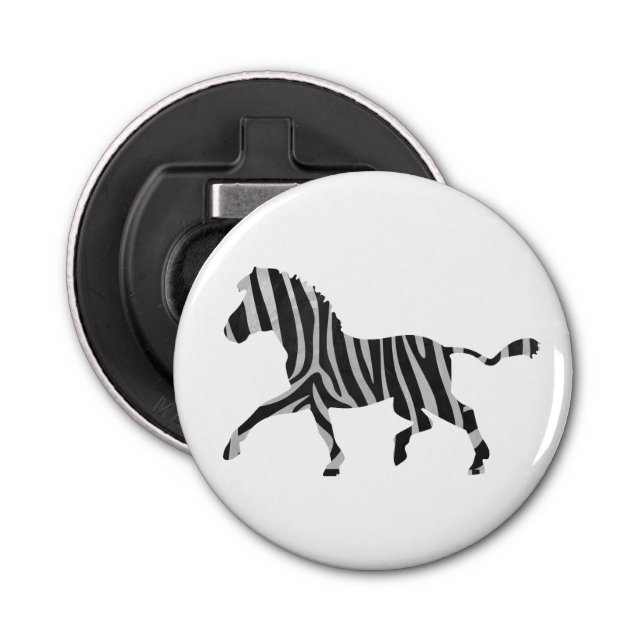 Zebra Black and Light Grey Silhouette Bottle Opener (Front)