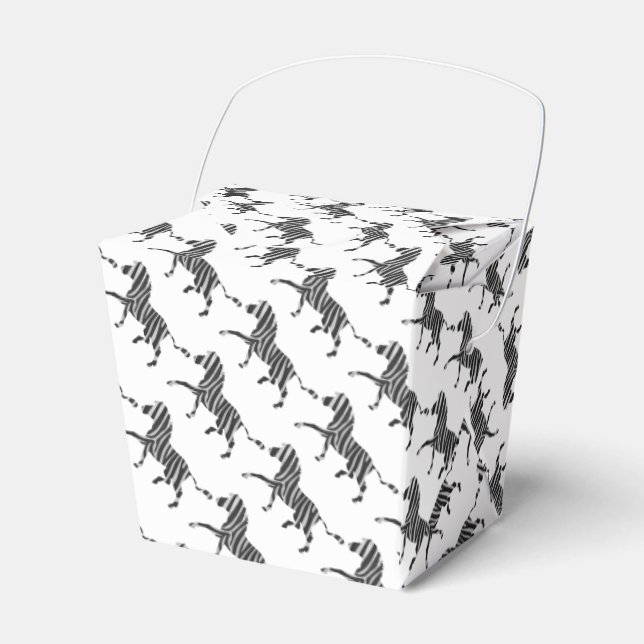 Zebra Black and Light Grey Silhouette Favour Box (Front Side)