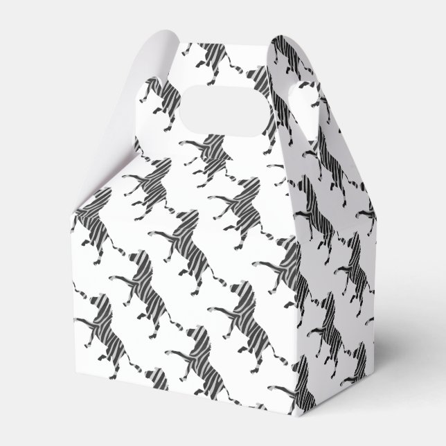 Zebra Black and Light Grey Silhouette Favour Box (Front Side)