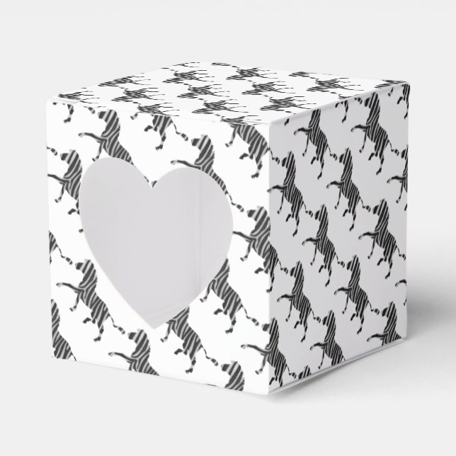 Zebra Black and Light Grey Silhouette Favour Box (Front Side)