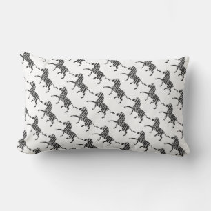 Zebra Black and Light Grey Silhouette Lumbar Cushion