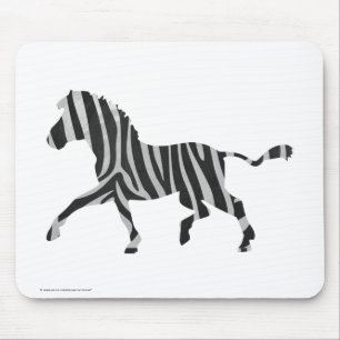 Zebra Black and Light Grey Silhouette Mouse Mat