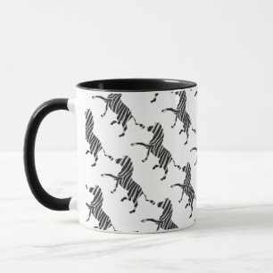 Zebra Black and Light Grey Silhouette Mug