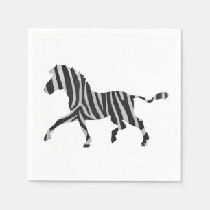 Zebra Black and Light Grey Silhouette Napkin