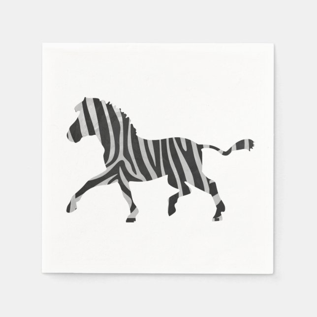 Zebra Black and Light Grey Silhouette Napkin (Front)