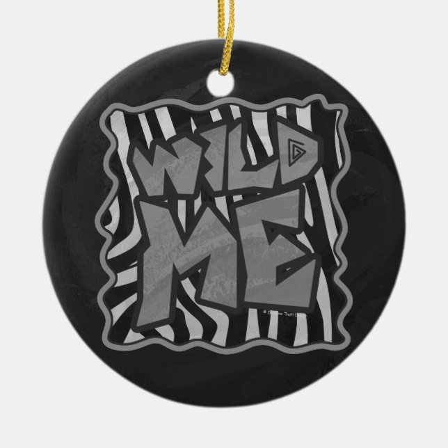 Zebra Black and Light Grey Wild Me Ceramic Tree Decoration (Front)