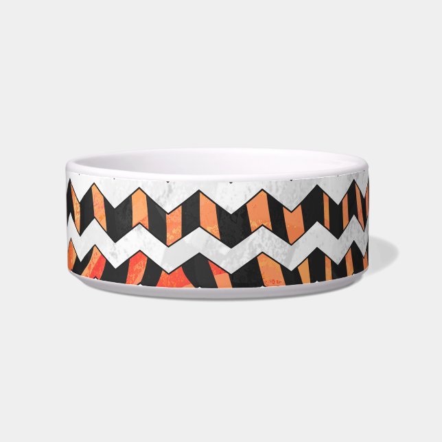 Zebra Black and Orange Chevron Bowl (Right)