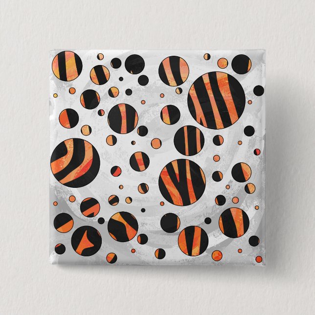 Zebra Black and Orange Polka Dots 15 Cm Square Badge (Front)