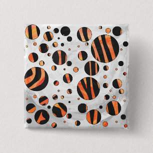 Zebra Black and Orange Polka Dots 15 Cm Square Badge