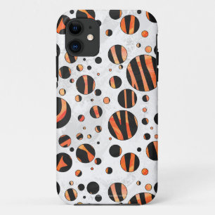 Zebra Black and Orange Polka Dots iPhone 11 Case