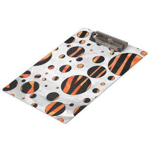 Zebra Black and Orange Polka Dots Clipboard