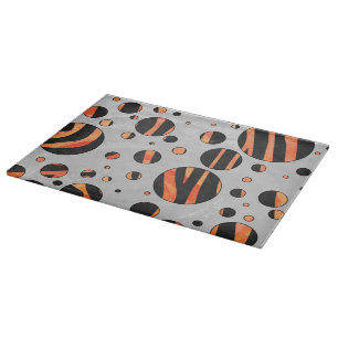 Zebra Black and Orange Polka Dots Cutting Board