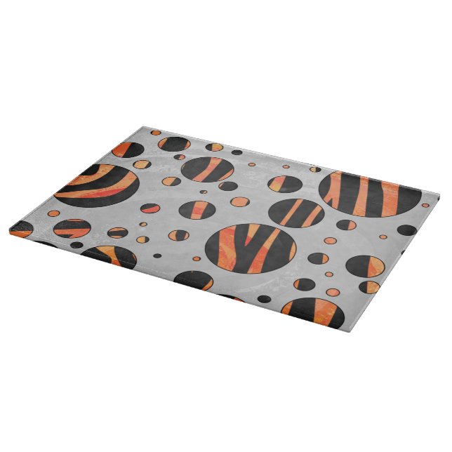 Zebra Black and Orange Polka Dots Cutting Board (Corner)