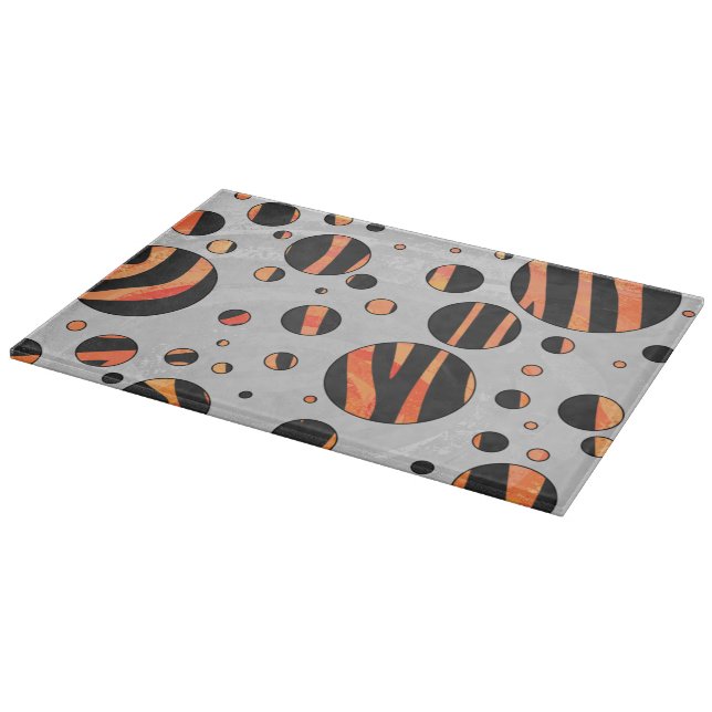 Zebra Black and Orange Polka Dots Cutting Board (Corner)