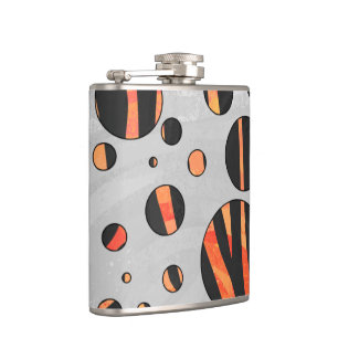Zebra Black and Orange Polka Dots Hip Flask